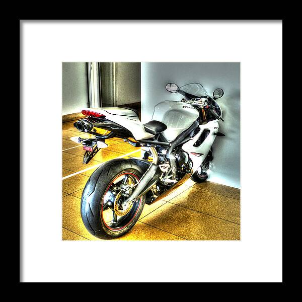 Motorbikes Framed Print featuring the photograph Impact by Sharon Lisa Clarke