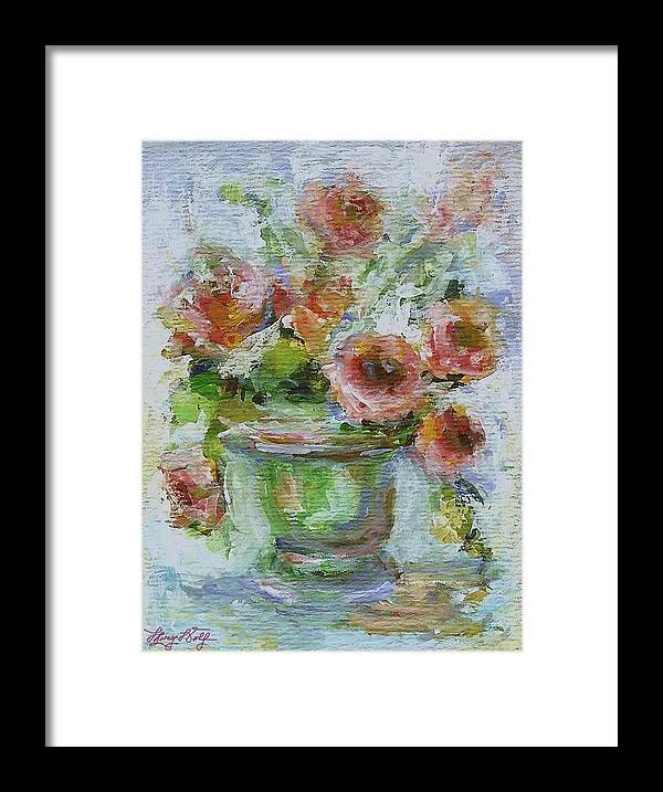 Floral Framed Print featuring the painting Impressionist Roses 2 by Mary Wolf