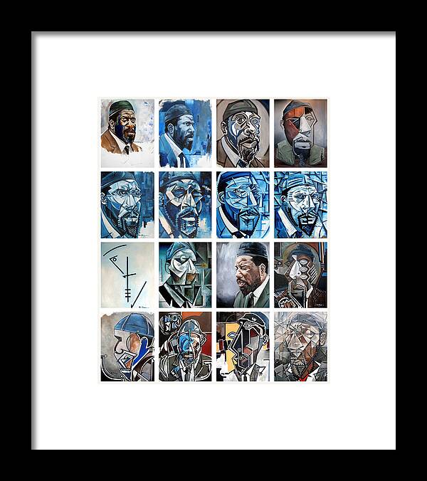 Jazz Piano Thelonious Monk Portrait Cubism Abstract Framed Print featuring the painting Improvised Metamorphoses by Martel Chapman