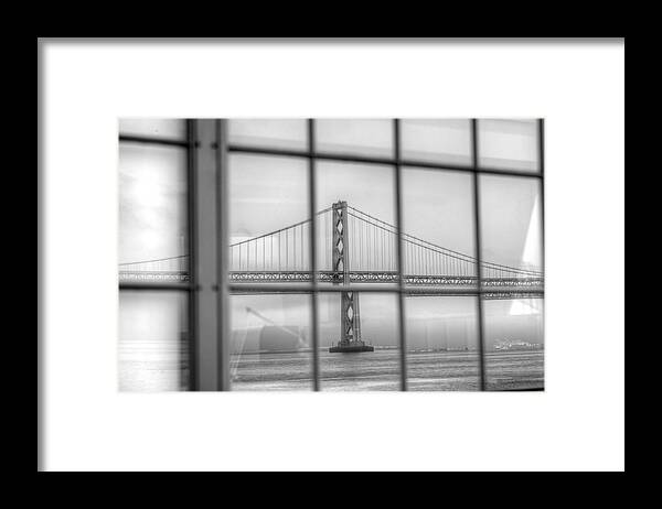 San Francisco Framed Print featuring the photograph in a window the Bay Bridge by SC Heffner