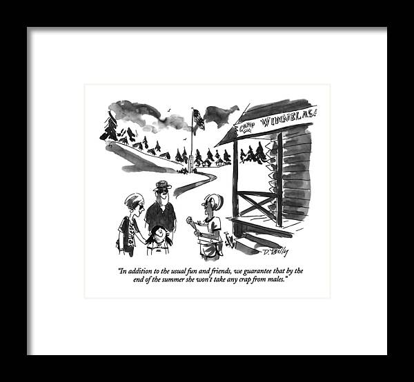 Feminism Framed Print featuring the drawing In Addition To The Usual Fun And Friends by Donald Reilly