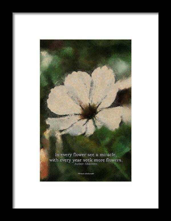 Flower Framed Print featuring the photograph In Every Flower See A Miracle 03 by Thomas Woolworth