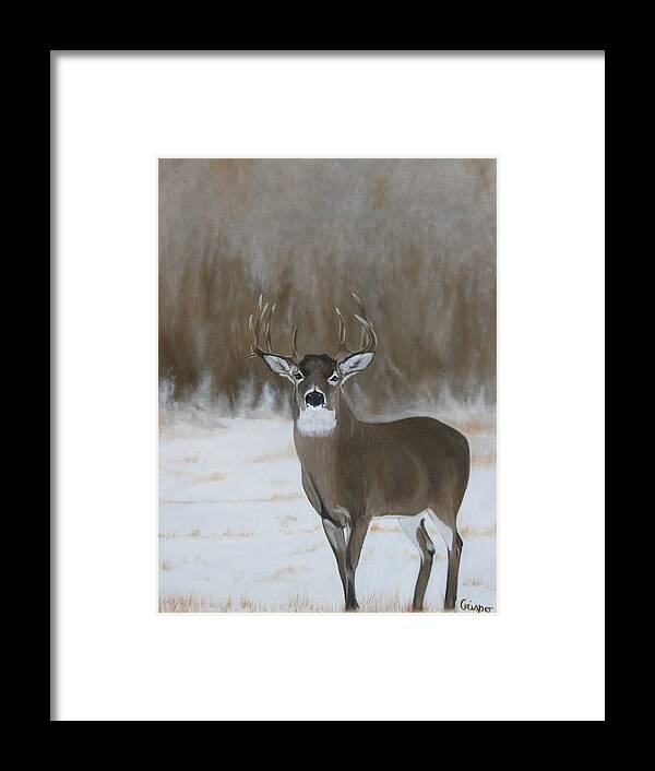 Deer Framed Print featuring the painting In plain sight by Jean Yves Crispo