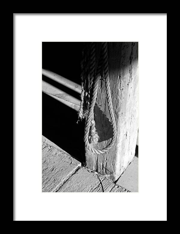 Rope Framed Print featuring the photograph In the Barn BW by Mary Bedy
