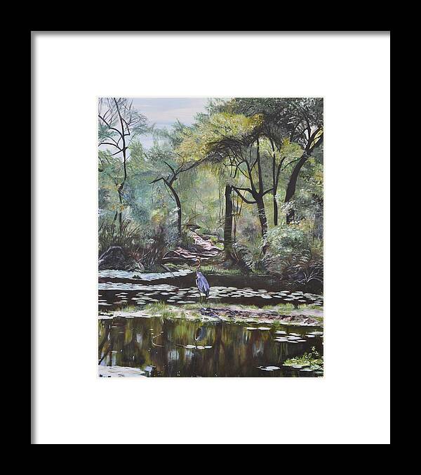 Lily Pads Framed Print featuring the painting In The Beginning by Dottie Branch