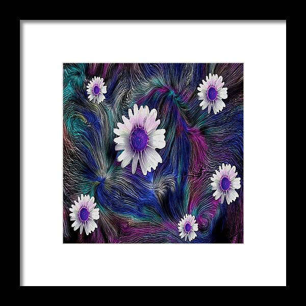 Floral Framed Print featuring the mixed media In The Magic Forest in the temple of colors by Pepita Selles