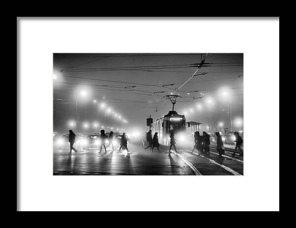 Tram Framed Print featuring the photograph In The Mist by Vrabiuta Albert Adrian