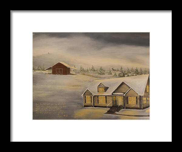 Snow Framed Print featuring the painting In The Quiet by Katrina Nixon