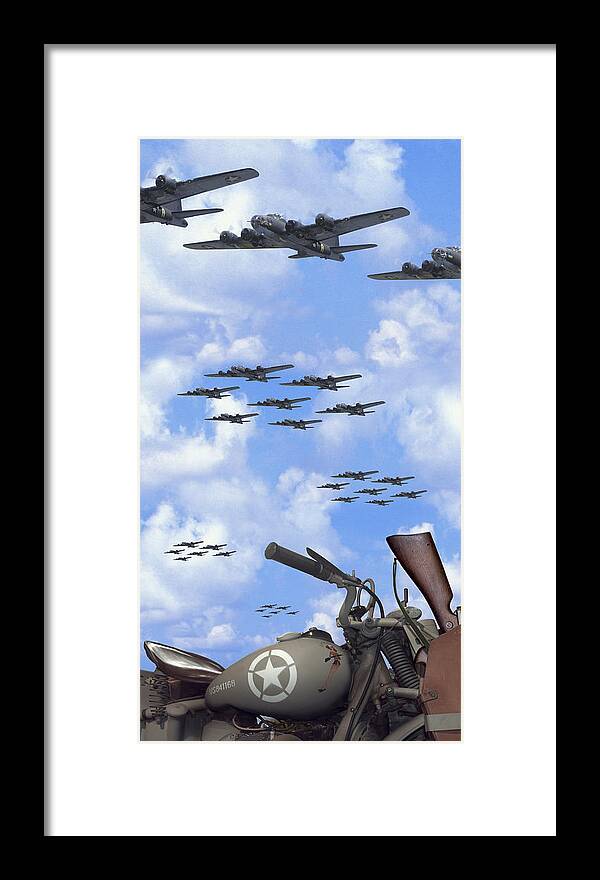 Ww2 Framed Print featuring the photograph Indian 841 and the B-17 Panoramic by Mike McGlothlen