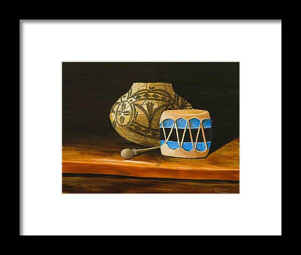 Still Life Framed Print featuring the painting Indian Drum by Darice Machel McGuire
