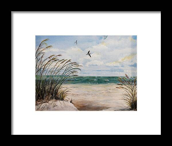 Beach Framed Print featuring the painting Indian Rocks Beach by Arlen Avernian - Thorensen