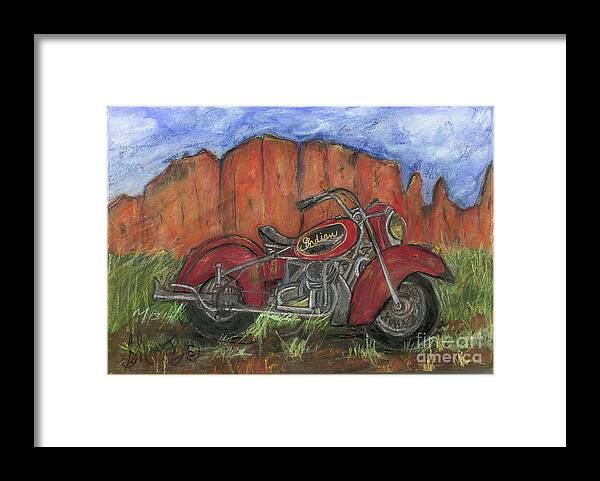 Indian Motorcycle Framed Print featuring the painting Indian Summer by Sherry Harradence