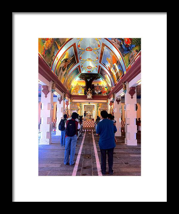 India Framed Print featuring the photograph Worshippers at an Indian Temple, Kuala Lumpur by Venetia Featherstone-Witty