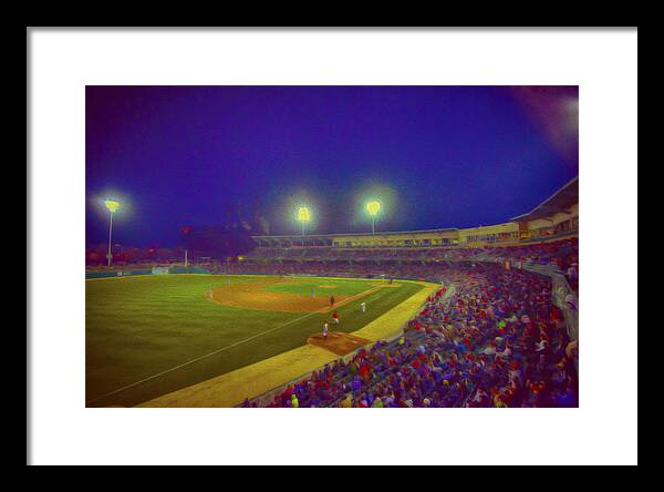 Indiana Framed Print featuring the photograph Indianapolis Indians Night Oil V by David Haskett II