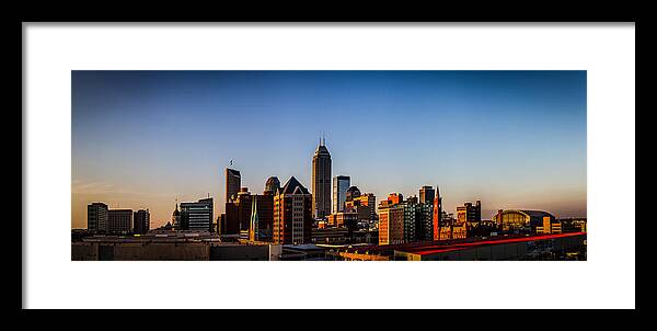 Bankers Life Fieldhouse Framed Print featuring the photograph Indianapolis Skyline - South by Ron Pate