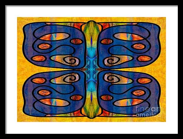 16x9 Framed Print featuring the digital art Indigo Wings Abstract Fabric Design Art by Omaste Witkowski by Omaste Witkowski