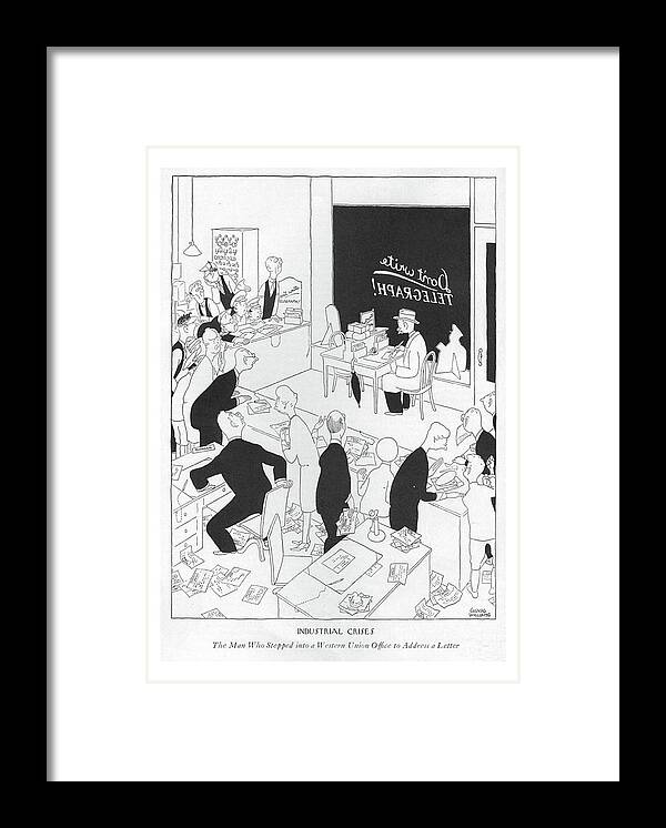 102439 Gwl Gluyas Williams Framed Print featuring the drawing Industrial Crises by Gluyas Williams