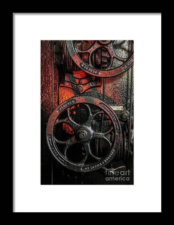 Vintage Framed Print featuring the photograph Industrial Wheels by Carlos Caetano
