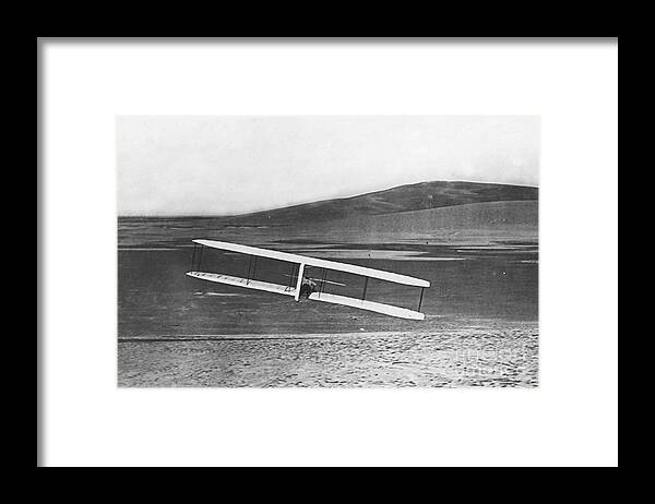 Historical Framed Print featuring the photograph Inflight Turn With Wright Glider by Photo Researchers