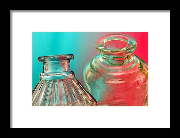 Ink Framed Print featuring the photograph Ink Bottles on Color by Carol Leigh