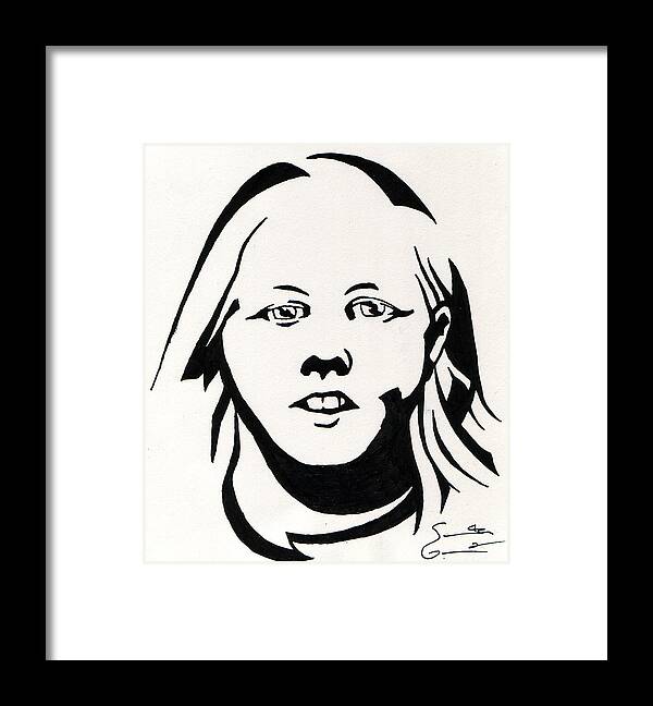 Grafitti Framed Print featuring the drawing Ink Portrait by Samantha Geernaert