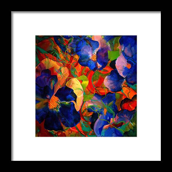 Flowers Molecular Molecules Pansies Petals Protein Chemical Protin Pollen Scales Layers Framed Print featuring the painting Inner fire by Georg Douglas