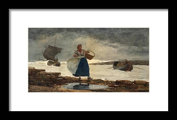Winslow Homer Framed Print featuring the drawing Inside the Bar by Winslow Homer