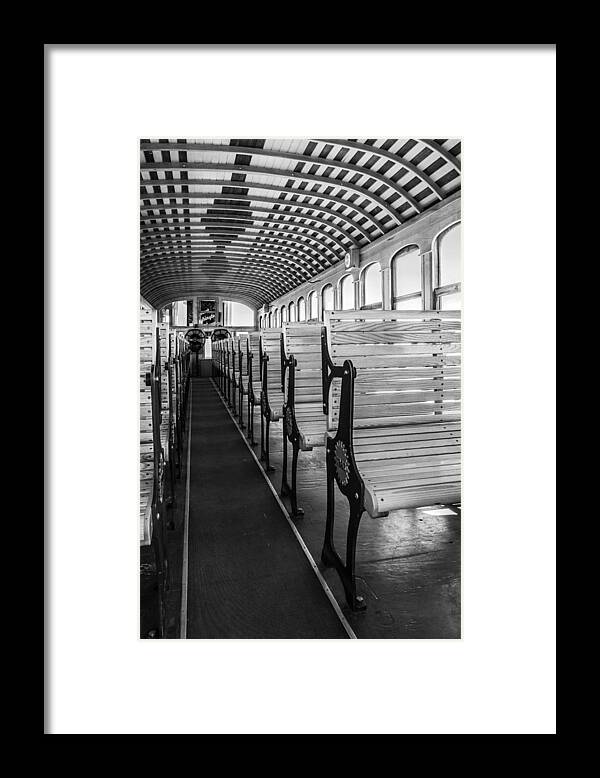 Black And White Framed Print featuring the photograph Inside the Mt Washington train by Arkady Kunysz