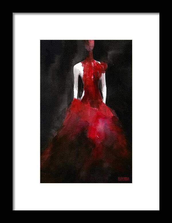 Fashion Framed Print featuring the painting Inspired by Alexander McQueen Fashion Illustration Art Print by Beverly Brown