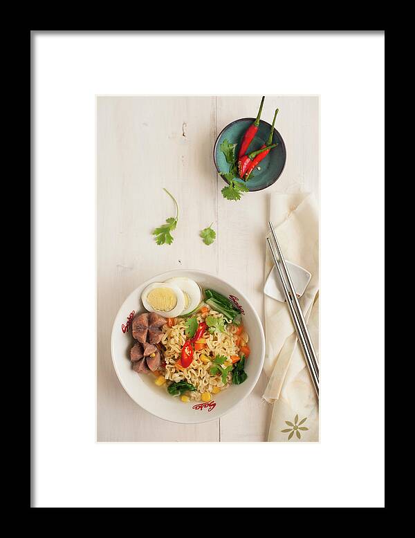 Leaf Vegetable Framed Print featuring the photograph Instant Noodle by Photo By Asri' Rie