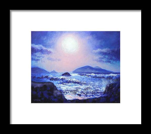 Acrylic Framed Print featuring the painting Into The Light The Blasket Islands by John Nolan