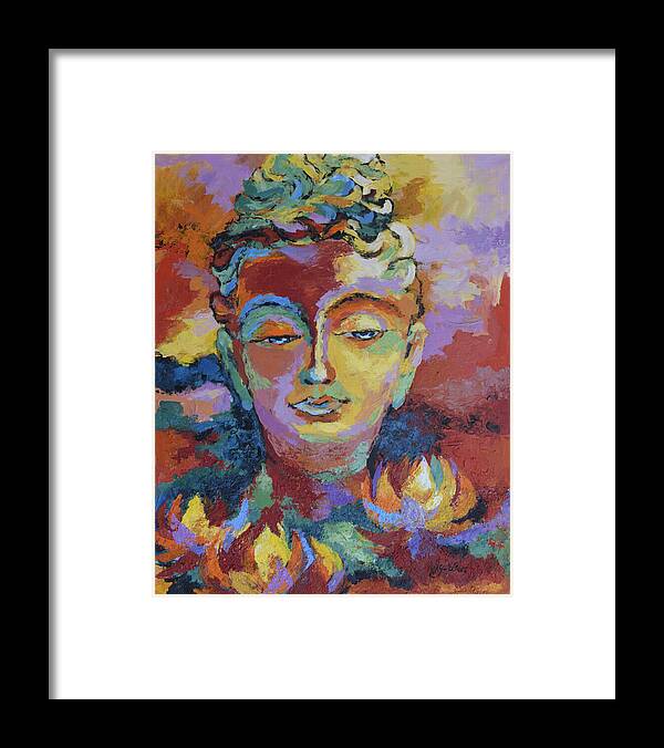 Buddha Framed Print featuring the painting Introspection by Jyotika Shroff