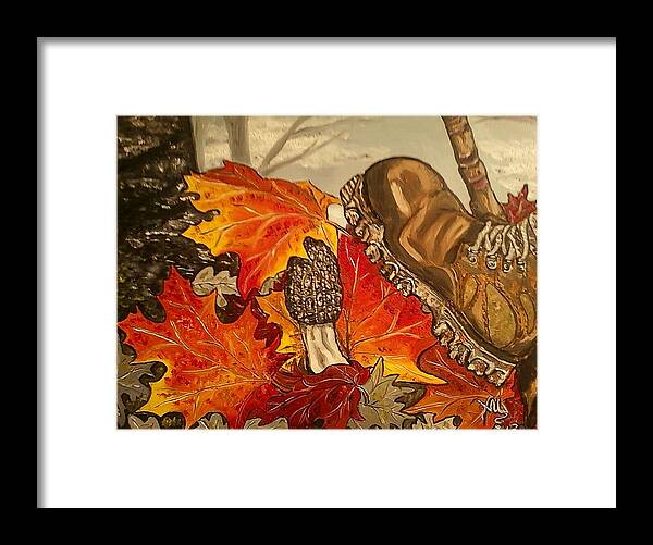 Morel Framed Print featuring the painting Involuntary Mushroom Slaughter by Alexandria Weaselwise Busen