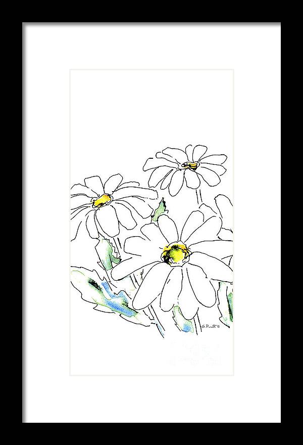 Daisy Framed Print featuring the drawing iPhone-Case-Flower-Daisy2 by Gordon Punt