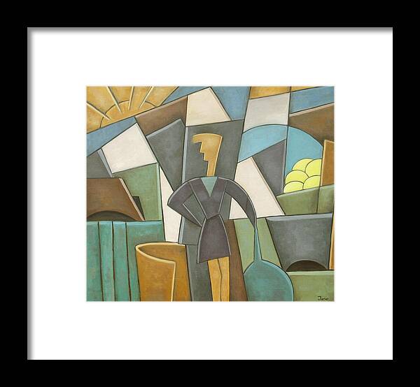 Cubistic Framed Print featuring the painting Ir de Compras by Trish Toro