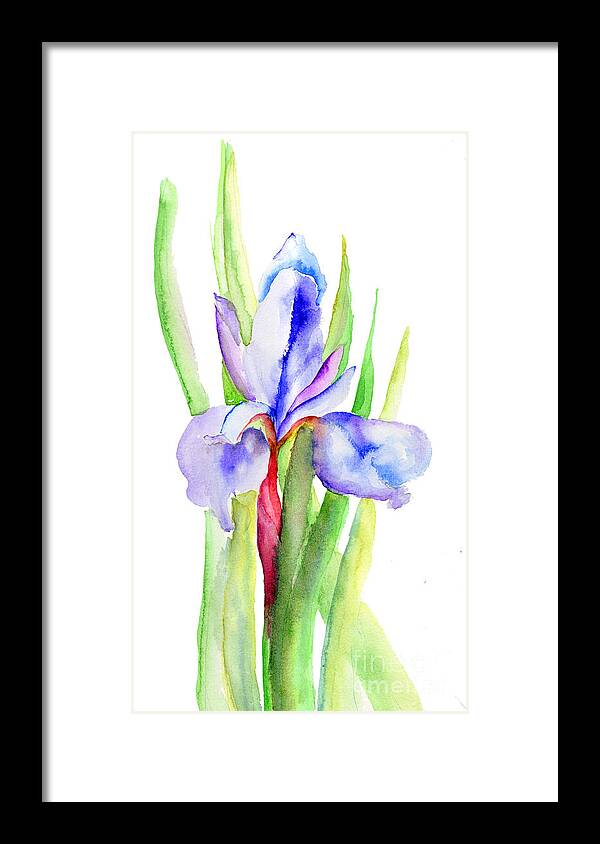 Backdrop Framed Print featuring the painting Iris flowers by Regina Jershova