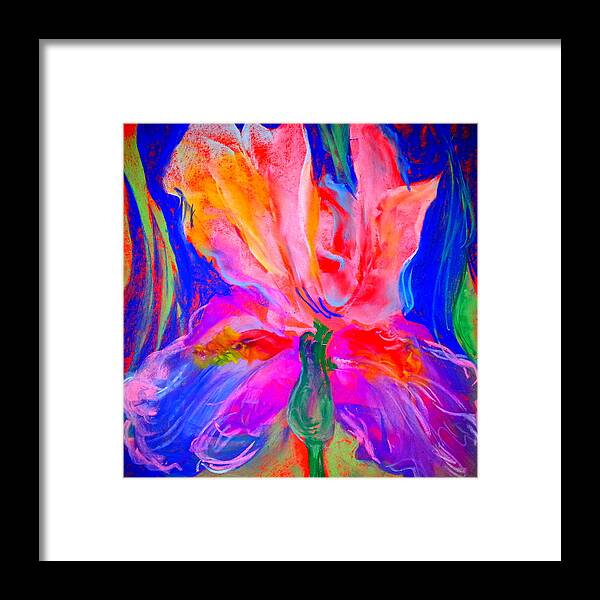 Iris Framed Print featuring the painting Funky Iris Flower by Sue Jacobi