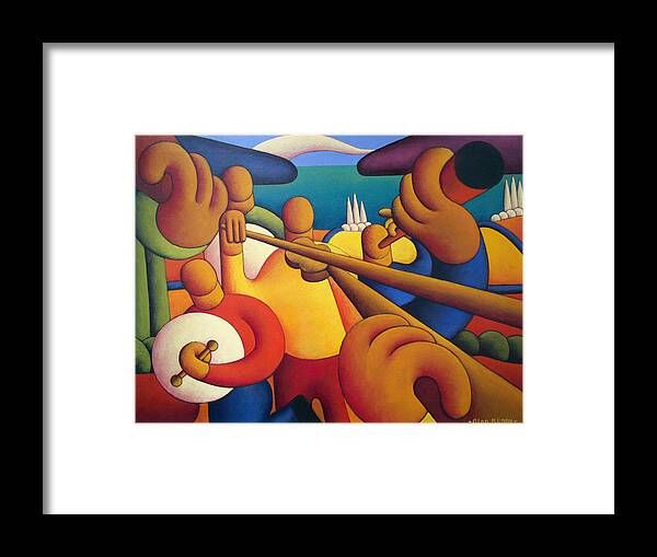  Framed Print featuring the painting Irish Music Session by Alan Kenny
