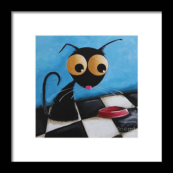 Cat Framed Print featuring the painting Is it lunch time yet by Lucia Stewart