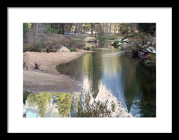 Yosemite Mirror Lake Framed Print featuring the photograph Isicles on the lake by Walter Fahmy