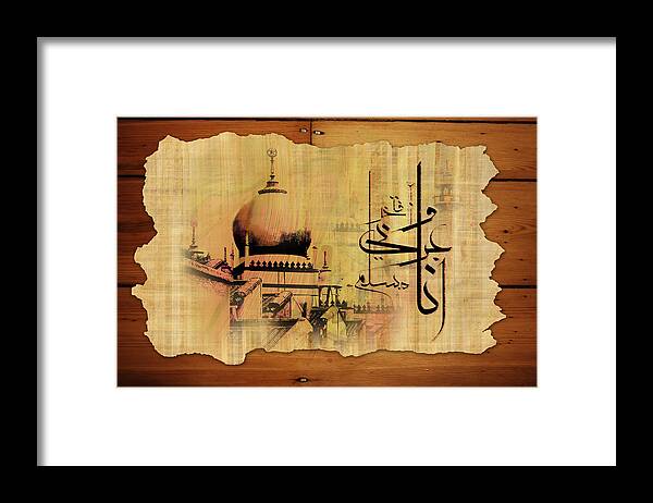 Caligraphy Framed Print featuring the painting Islamic Calligraphy 033 by Catf