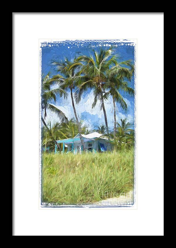 Island Framed Print featuring the digital art Island Bungalow by Linda Olsen