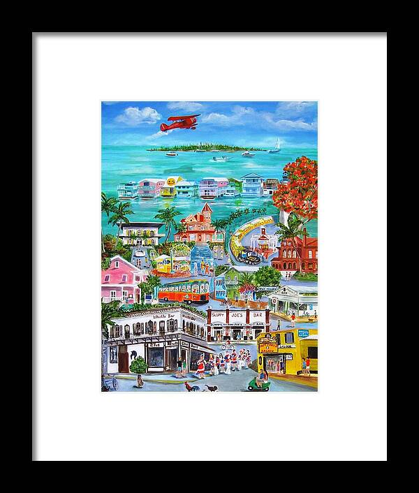 Key West Framed Print featuring the painting Island Daze by Linda Cabrera