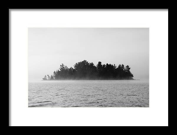 Black And White Framed Print featuring the photograph Island in the Mist by Steven Clipperton