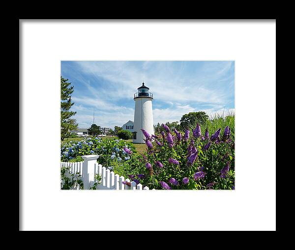Plum Island Lighthouse With Fence Framed Print featuring the photograph Island Light by Elaine Franklin