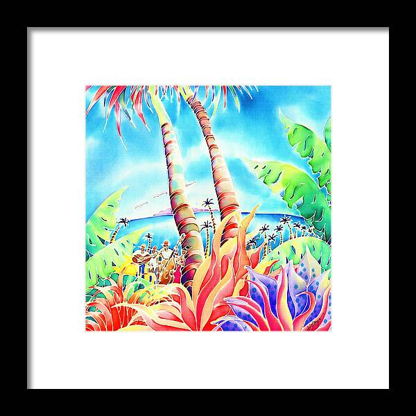 Landscape Framed Print featuring the painting Island of music by Hisayo OHTA