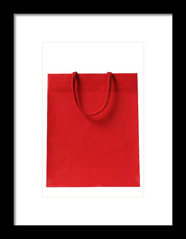 Isolated Shot Of Blank Red Shopping Bag On White Background Framed
