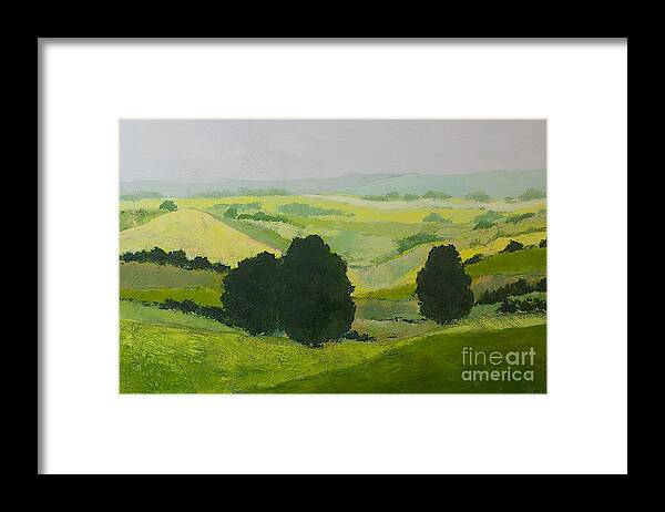 Landscape Framed Print featuring the painting It Grows on Trees by Allan P Friedlander