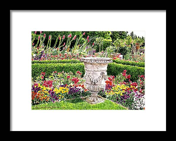 Flowers Framed Print featuring the painting Italian Urn Royal Roads by David Lloyd Glover