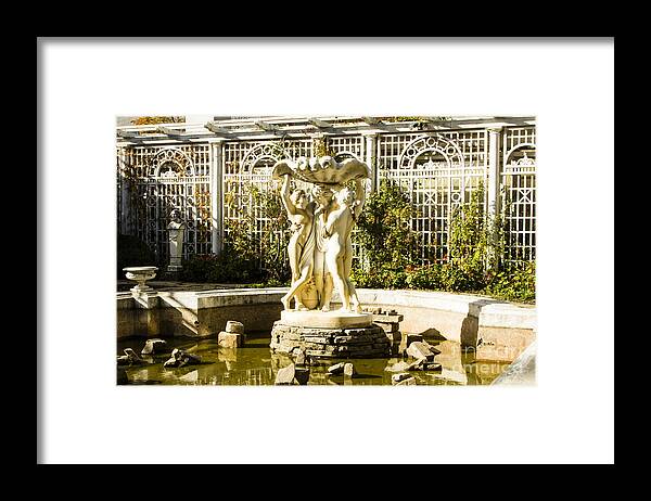 Benches Framed Print featuring the photograph Italian Water Garden Parkwood by Marilyn Cornwell